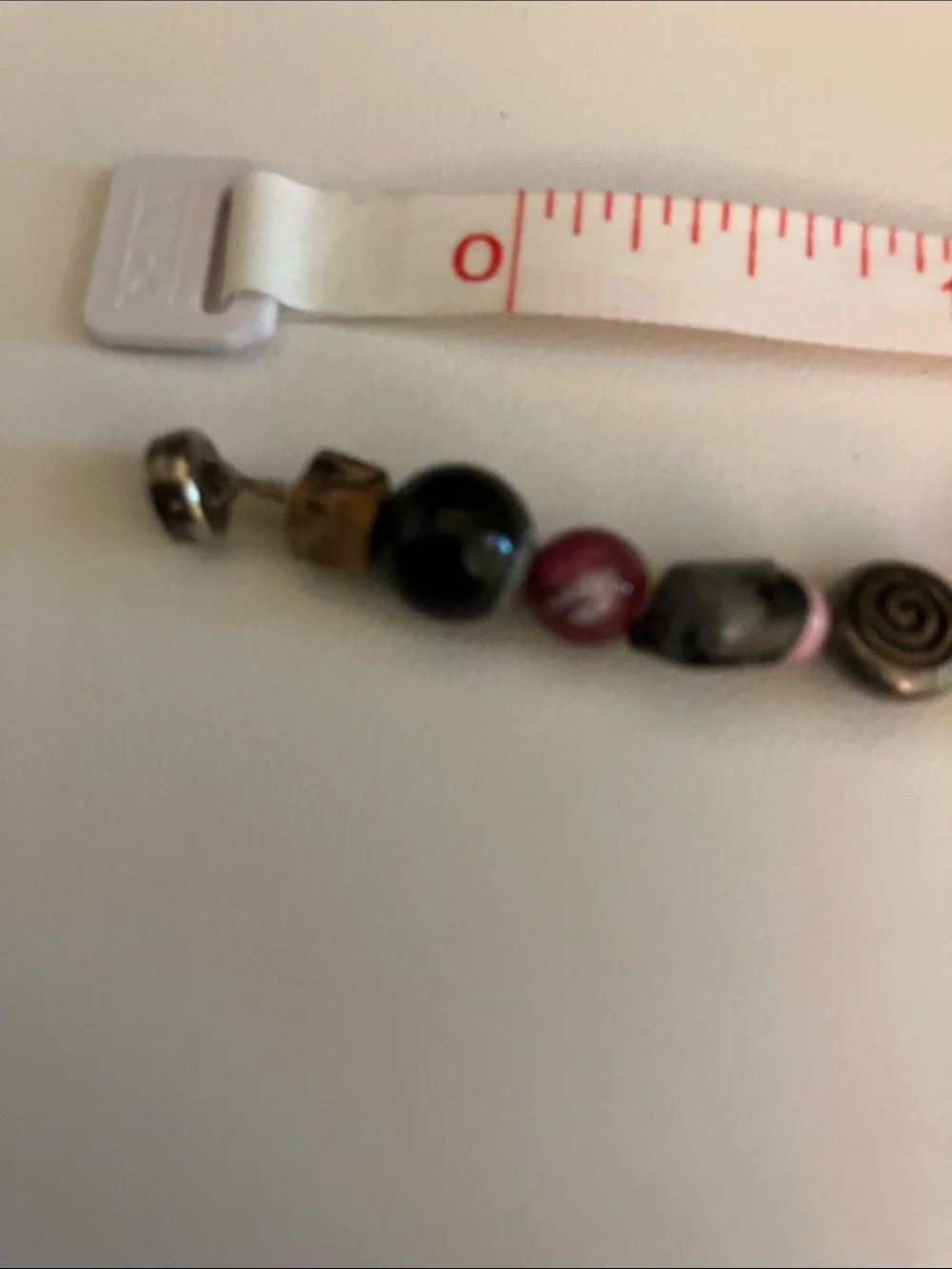 Mixed Pink and Black Beaded Bracelet with Metallic Accents, magnetic closure - Picture 3 of 4